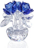 H&D HYALINE & DORA Blue Crystal Rose Flowers Figurines Ornament with Gift Box