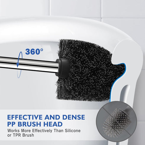 Wsedor 2 Pack Toilet Brush and Holder, Toilet Brush Stainless Steel, Toilet Bowl Brush for Bathroom Toilet-Ergonomic