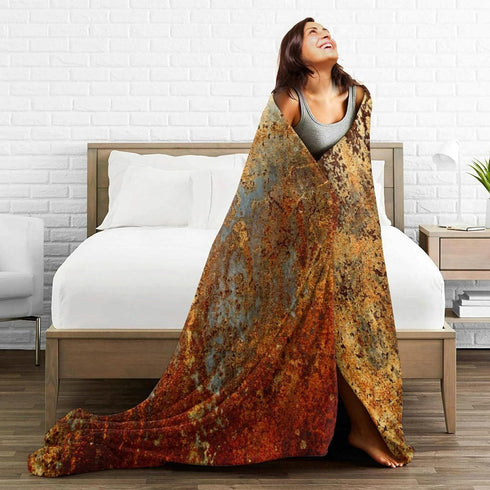 HGOD DESIGNS Brown Rust Colorful Metal Rusty Steel Blanket, Soft Comfortable Throw Blanket for Sofa, Chair, Bed, Office