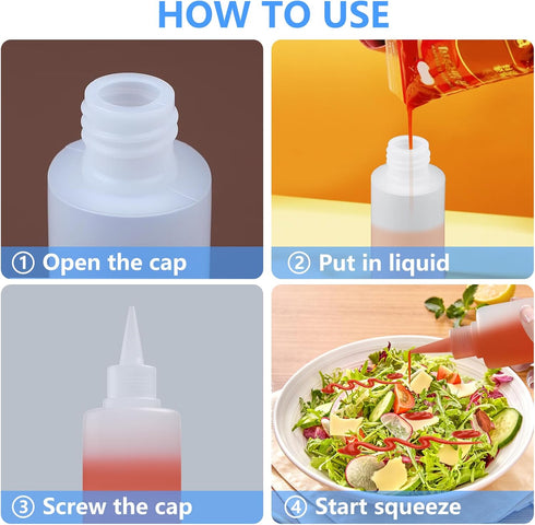 2 Pack 10 Oz (300ml) 2 Pack, DTDNZKN Condiment Squeeze Bottles, Leak Proof Refillable Condiment Container for Kitchen