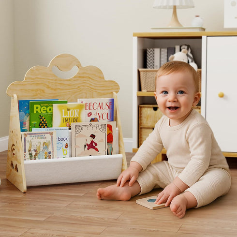 BPMFDTNL Wood Kids Bookshelf, Montessori Bookshelf,Suitable Kids Rooms, Nursery & Classroom, Toddler Book