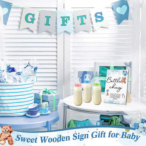 12 1 Roowest Bottle Chug Baby Shower Game Favors Pcs Baby Shower Bottles Favor with Wooden Sign for Gender Reveal Party