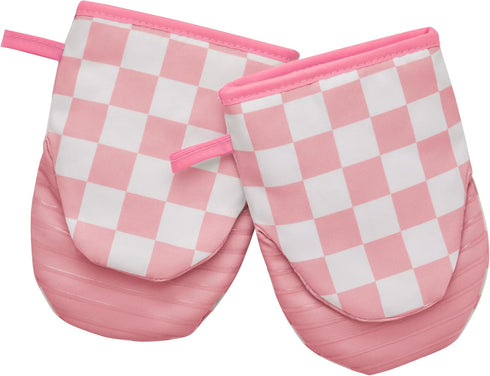 Ohocut Pink Checkered Mini Oven Mitts Heat Resistant, Vintage Retro Checkerboard Mini