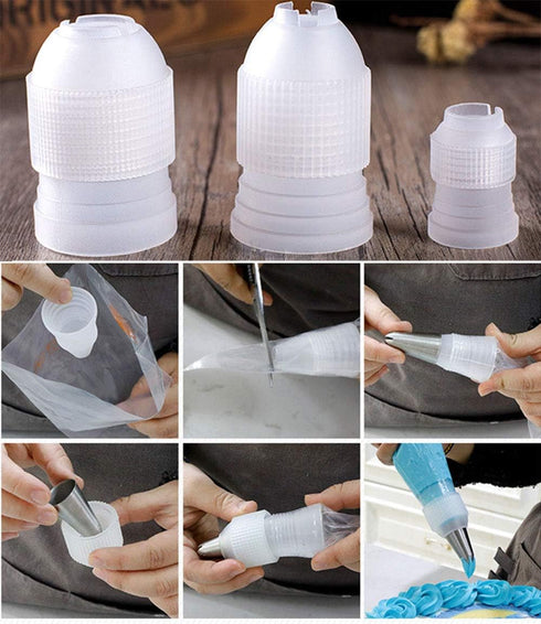 3pcs Cake Decorating Couplers Set, S/M/L Plastic Icing Piping Bag Converter Cream Nozzle Pastry Tool Home Tips