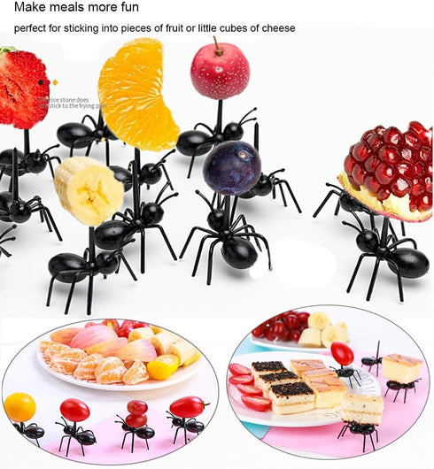 Ant Toothpicks Fruit Dessert Fork - 24Pcs Reusable Animal Appetizer Forks with Storage Box for Kitchen Party