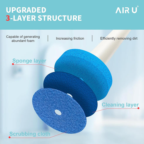 24 Count 1 1 1 (1 24) AIR U+ Disposable Toilet Brush, Toilet Bowl Cleaning System with Wand Refill, Clean Brush Starter