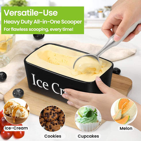 CUNSENR Stainless Steel Ice Cream Scoop - Heavy Duty Ice Cream Scooper with Ergonomic Handle - One-Piece Metal Ice