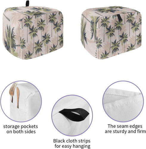Toaster Dust Cover with Pockets, Tropical Plant Palm Tree Summer Beach Soft Washable 2 Slice Toaster Cover, Dust-proof Cover for Small Appliance Cover and Fingerprint Protection