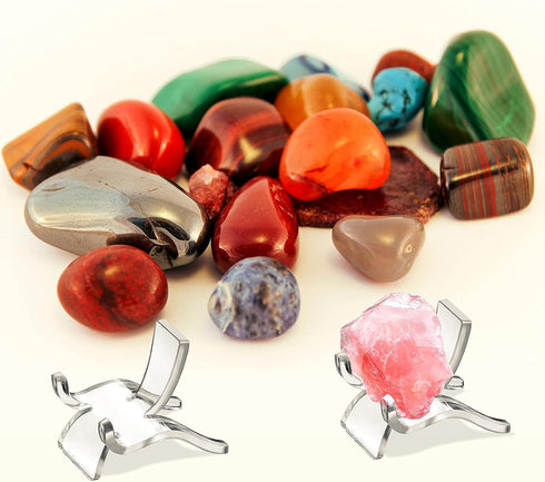Jetec 20 Pieces Clear Acrylic Display Holder Rock Stand for Small Collectibles, Crystal Geodes, Minerals