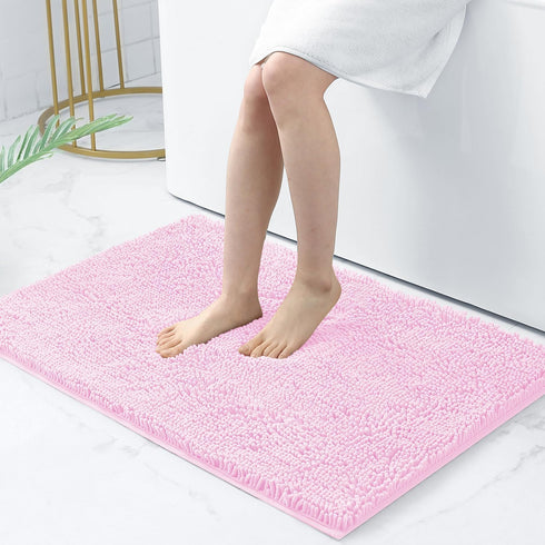 smiry Luxury Chenille Bath Rug 36''x24'', Extra Soft Absorbent Shaggy Bathroom Mat, Machine Washable Non-Slip