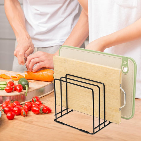 Cutting Board Holder, 1.2 in. Wide Slots Cabinet Organizer for Bakeware, 5 Slots (Black)