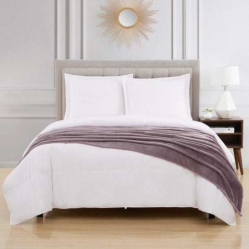 BOURINA Fleece Blanket Flannel Throw Blanket (Lavender, Throw Size) Lightweight Cozy Microfiber for Sofa, Couch, Bed