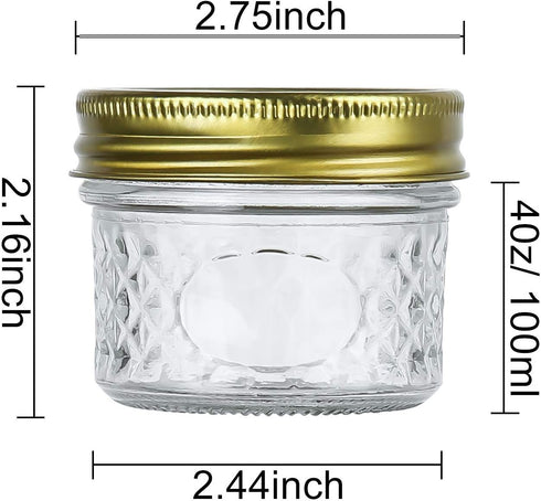 Encheng 4 oz 40 Pack Glass Jars With Lids And Bands,Small Canning Jars For Caviar,Herb,Jelly,Jams,Mini Wide Mouth Mason