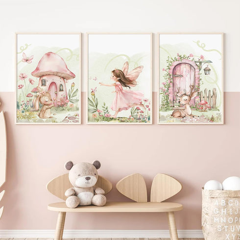 Pouydmi 12x16x3 Inch Fairy Girl Nursery Wall Art Magic Canvas Wall Decor Fairy Garden Poster Fantasy Nursery Prints