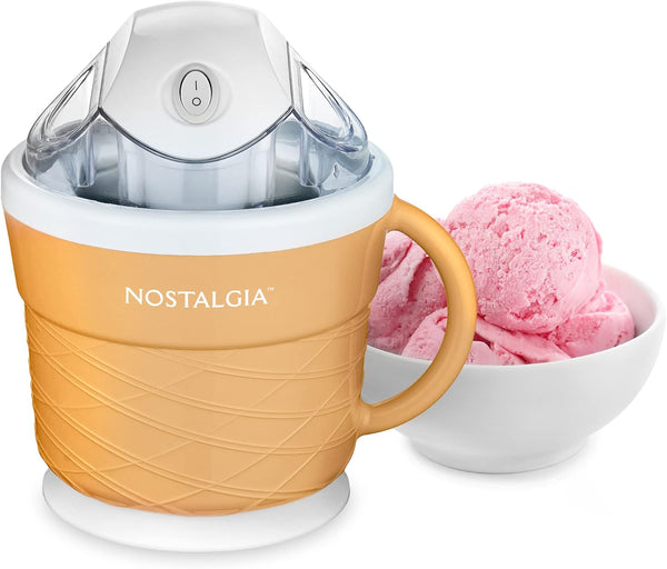 Nostalgia Electric Ice Cream Maker - 1.5 Quart Old Fashioned Soft Serve Machine for Frozen Yogurt or Gelato - Tan