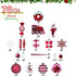 Set, 70 Christmas Tree Ball Ornaments ct Classical Red White Candy Train Theme Xmas Assorted Ornaments, Shatterproof