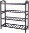 O-NINE Bamboo Shoe Rack, 4-tier Shoe Shelf with Handle, Open Storage Shelf Organizer,