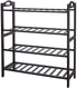 O-NINE Bamboo Shoe Rack, 4-tier Shoe Shelf with Handle, Open Storage Shelf Organizer,