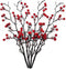 Artificial Red Berry Stems, Fake Holly Berries Branches Picks Faux Twig Plant