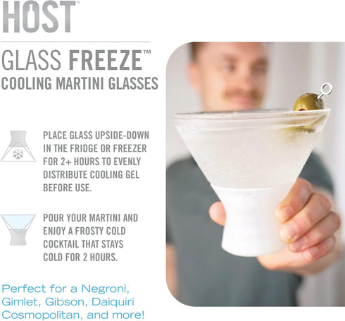 Host Stemless Martini Glasses, Double Walled Insulated Drinking Glass, Set of 2 Cocktail Glasses