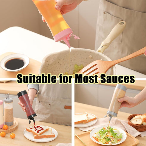 Qiuhome 12 oz (8 Pack, Condiment Squeeze Bottles Sauces Ketchup Bottles Squeeze Bottles Liquids, Oil - Black)