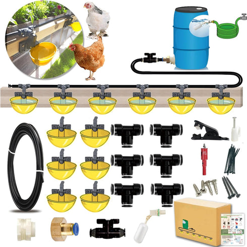 ayakol Complete Set Pipeline Automatic Chicken Waterer System, Innovative Quick-Connect Water System with