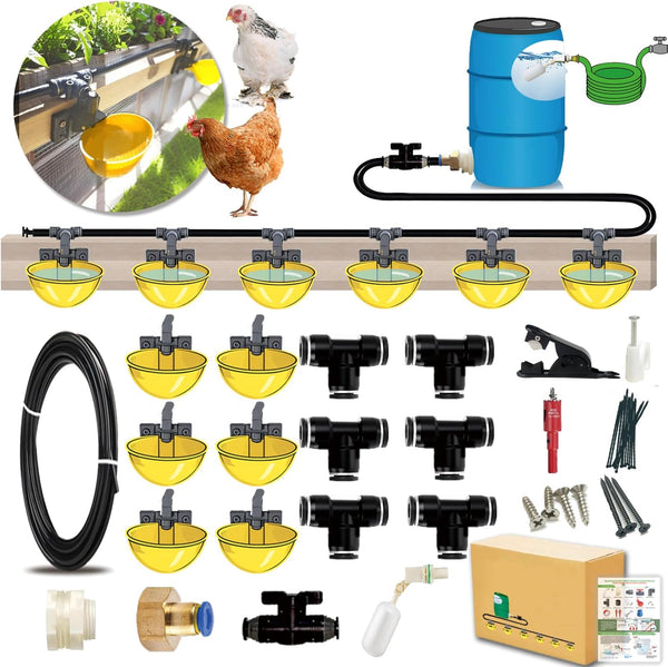 ayakol Complete Set Pipeline Automatic Chicken Waterer System, Innovative Quick-Connect Water System with