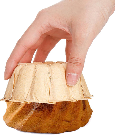 ZENFUN 100 Pcs Mini Fluted Tube Pan Liners | 4 Inch Disposable Paper Cake Pan Liners for Baking