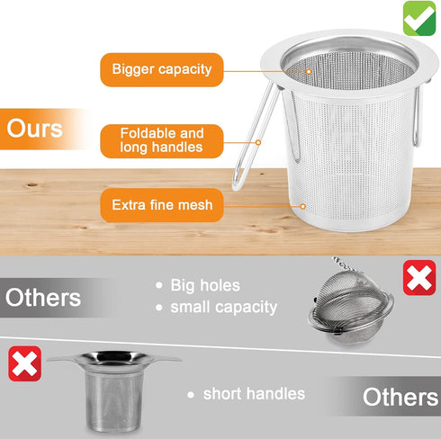 Evmliy Stainless Steel Tea Infuser, Long-Handled Tea Strainers for Loose Tea, Tea Diffuser for Herbs Spices