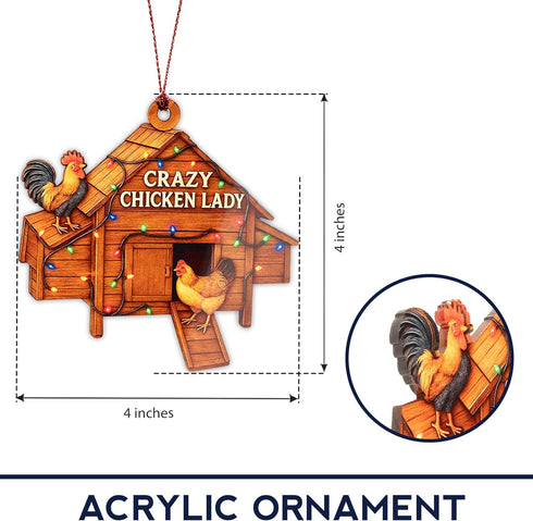 Chicken Christmas Ornaments - Chicken Ornament - Chicken Decor - Rooster Christmas Ornaments - Rooster Decor - Chickenn