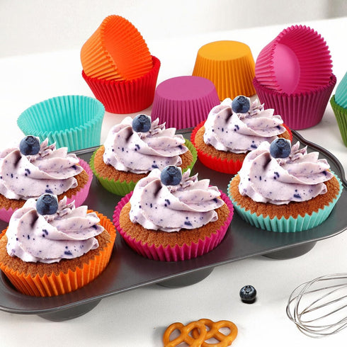 Caperci Rainbow Mini Cupcake Liners, Colorful Muffin Baking Cups, 350-Count, Odorless, Food Grade Grease-Proof Paper