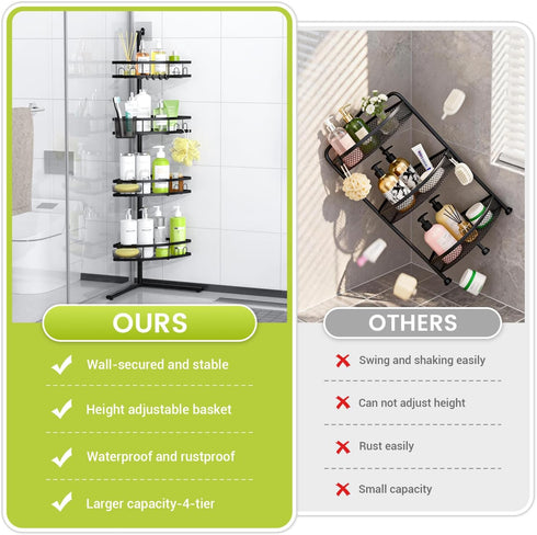 4-tier Aitatty Corner Shower Caddy Standing: Rustproof Shower Organizer Shelf - Floor Shower Corner Shelf Rack Stand