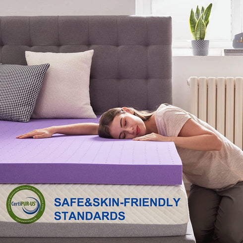 SINWEEK 1.5 Inch Gel Memory Foam Mattress Topper, Ventilated Soft Bed Topper, Twin Size, CertiPUR-US Certified, Purple