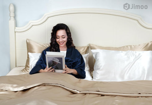 100% Mulberry Silk Pillowcase for Hair and Skin, 22 Momme Natural Silk Pillow Cover with Zipper, Beige
