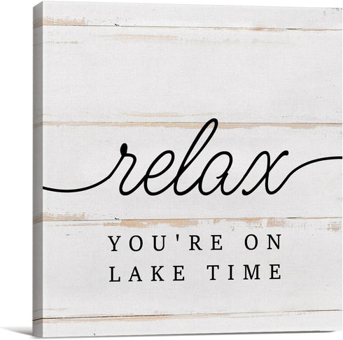 Country Lake Canvas Prints - Wall Art Decor with Relax Quote, Framed Artwork for Summer Rustic Home Decoration