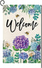 Welcome Summer Geranium Hydrangea Garden Flag Double Sided 12x18 Inch Flower Seasonal Outdoor Decoration (B)