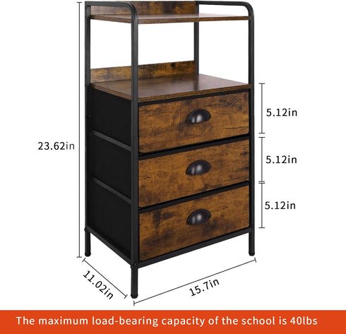 YEYSHAOM 3 -55LB Night Stand with Fabric Drawer and Sturdy Metal Frame, Modern Side Table Lightweight & Durable Load