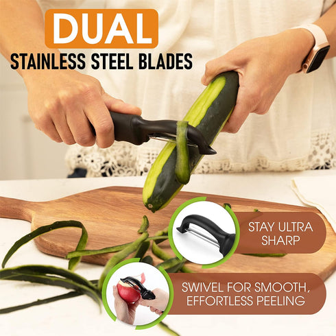Spring Chef Premium Swivel Vegetable Peeler, Soft Grip Handle, Ultra Sharp Stainless Steel Blades