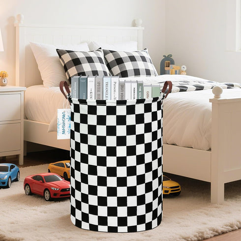LANGYASHAN Laundry Basket - Canvas Fabric Collapsible Organizer for Storage, Toy Bins, Gift Baskets, Bedroom Clothes