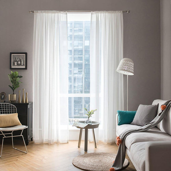 MIULEE White Window Sheer Curtains, Solid Elegant Net Drapes, 2 Panels, Width 38 x Length 84 Inches