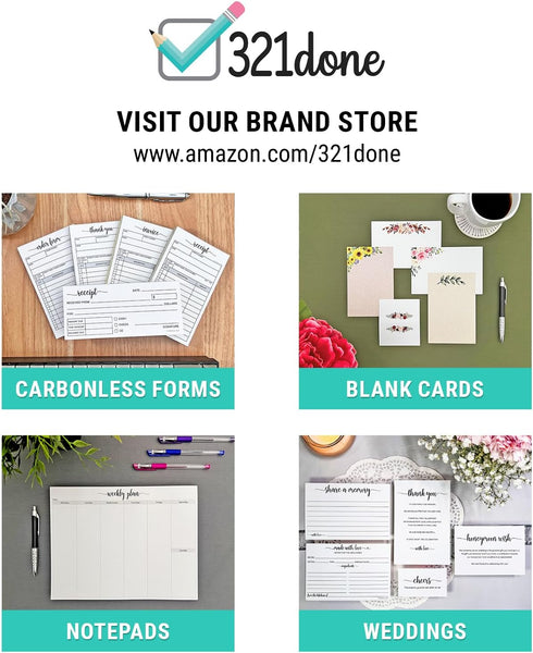 321Done Recipe Cards, Made in USA - 4x6 Black and White Modern Minimalist, Set of 50 for Weddings, Bridal Shower