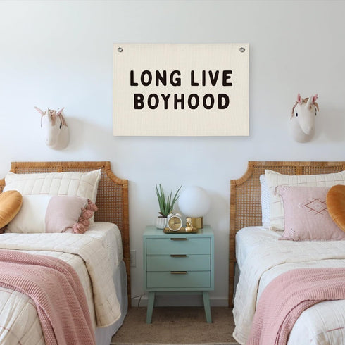 Long Live Boyhood Banner, Boy Nursery Decor, Linen Banner Wall Hanging Flag Decor for Nursery Playroom Toddler Boys