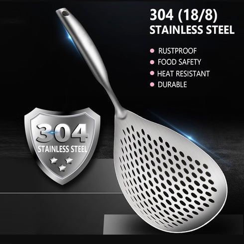 KAYCROWN 304 Stainless Steel Skimmer Slotted Spoon, Ladle/Strainer for Cooking, Frying, Pasta Strainer for Kitchen
