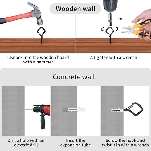 coutnier 20 2.36 inches, PCS Screw Hooks with Safety Buckle, Heavy Duty Ceiling Hooks for Hanging Outdoor String