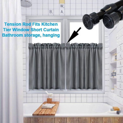 AIZESI Short Tension Curtain Rods, 2 Pcs, Black, 17" to 28" Spring Tension