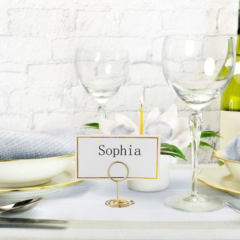 24 Pcs Premium Mini Table Number Holders and Place Cards with Gold Foil Border for Wedding, Party, Birthday