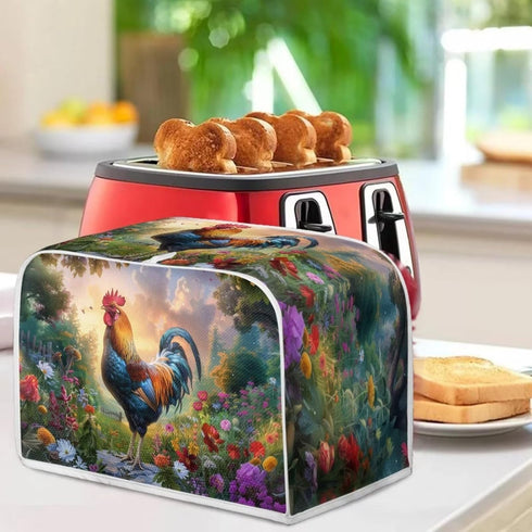 Rooster Bread Maker Cover, Washable 2 Slice Dust Cover, Anti-Sputtering Kitchen Appliance Protection (Green)