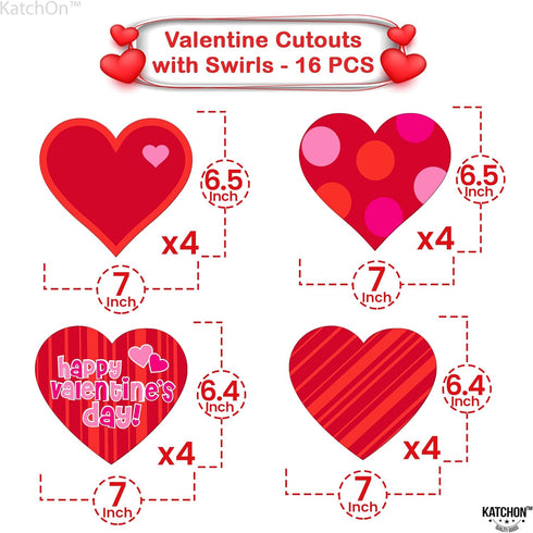 KatchOn Red Hearts Valentines Hanging Decorations - Pack of 30, No DIY, Indoor Hanging Hearts Decor