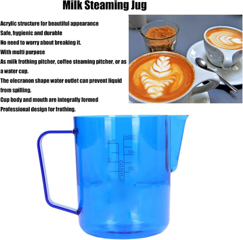 600ml Measuring Cups Coffee Pitcher Cup, Acrylic Milk Frothing Pitcher Jug for Espresso, Latte Art in Kitchen