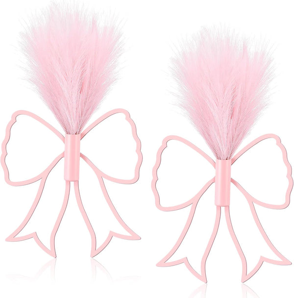 Weysat 2 Pcs Pink Bow Wall Decor Boho Nursery Metal Decoration with